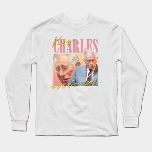 King Charles -- Retro Aesthetic Fan Design Long Sleeve T-Shirt by DankFutura